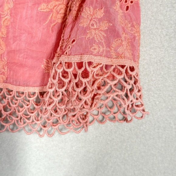 Johnny Was Top Womens Small Quynn Embroidered Floral Eyelet Crochet Tank Pink - Picture 6 of 15
